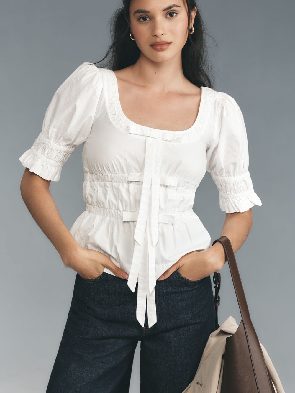 Damson Madder Bianca Bow Cotton Top